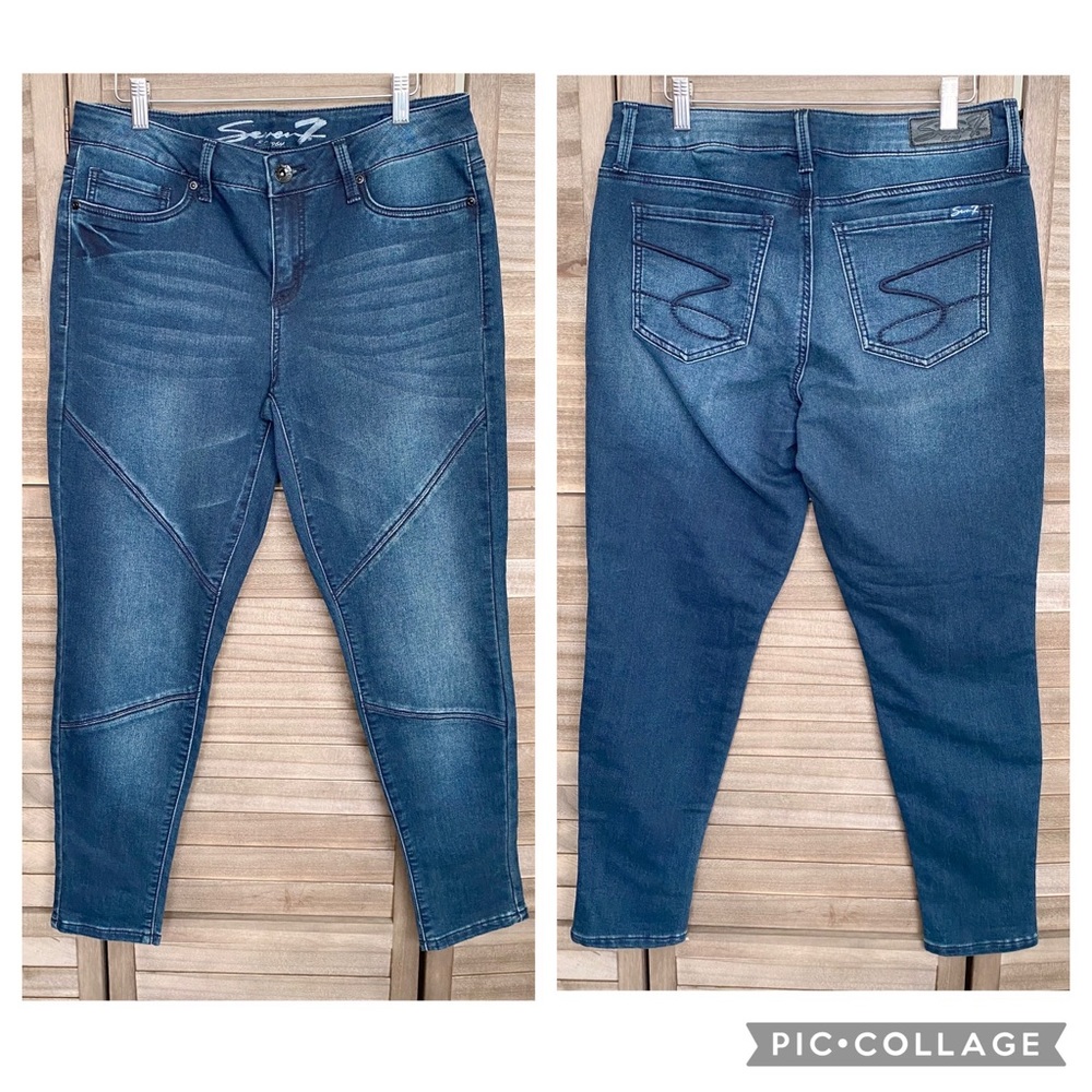 Seven7 High Rise Stretch Dark Wash Panel Jegging Blue Sz 10